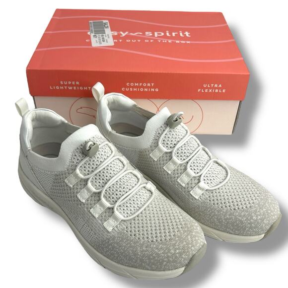 NEW Easy Spirit Knit Slip On Sneaker Size 6.5 Light Gray Comfort Walking Shoe - Picture 8 of 9